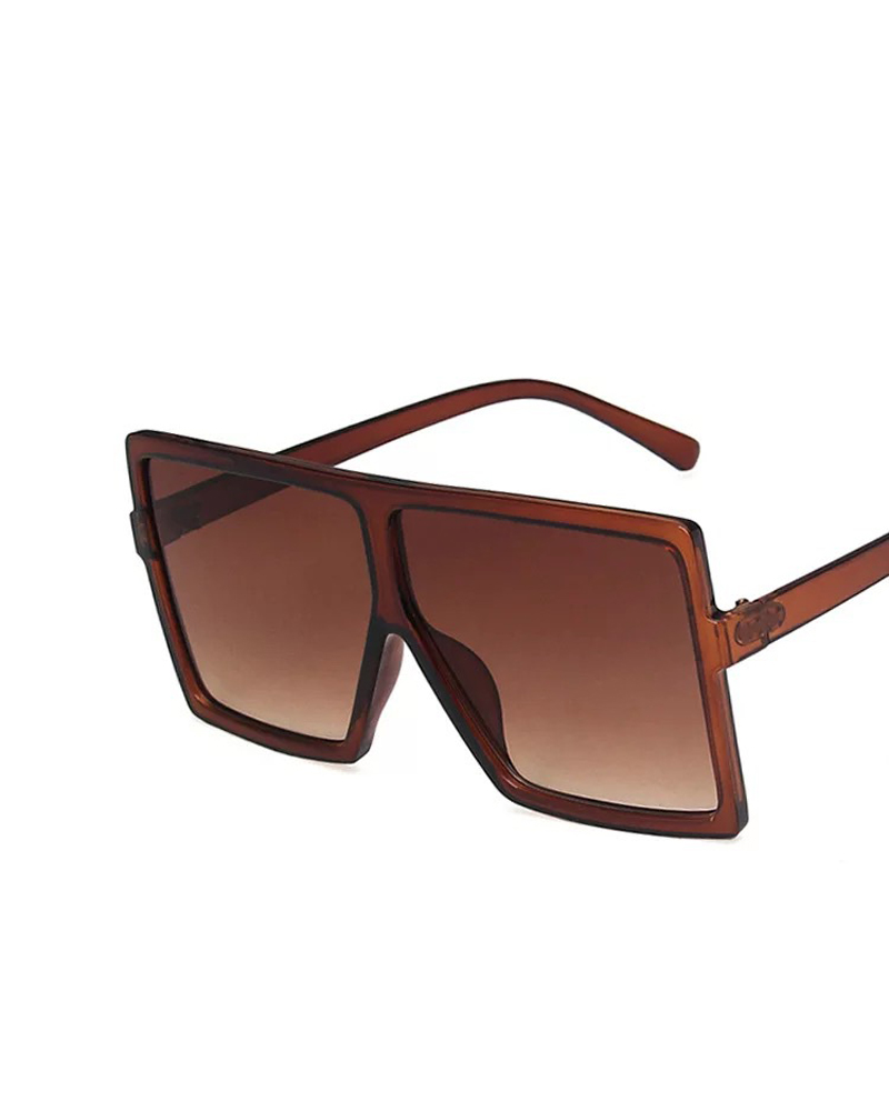 

1Pair Ombre Lens Flat Top Fashion Sunglasses, Coffee