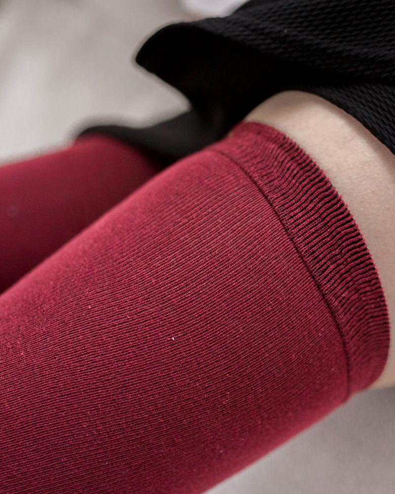 

1Pair Plain Winter Warm Thigh Socks, Wine red
