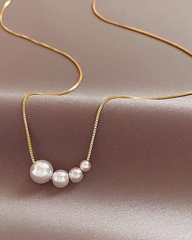 

Minimalist Pearls Decor Necklace, Gold
