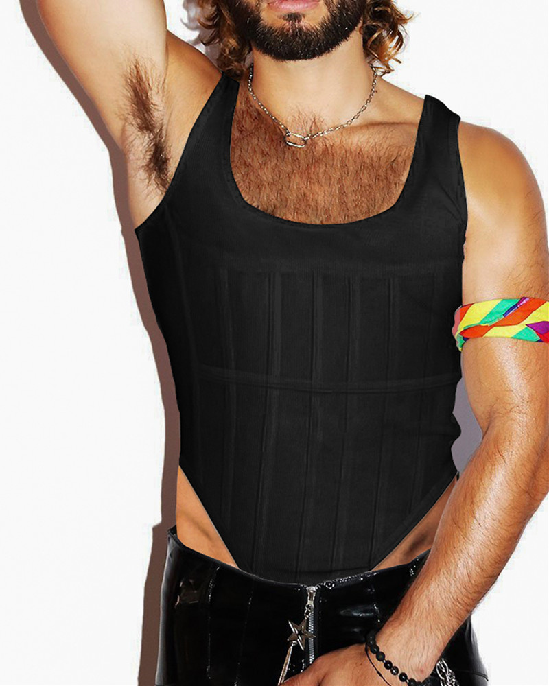 

Solid Color Sleeveless Skinny Tank Top, Black