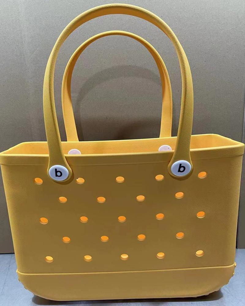 

Hollow Out Large Capacity Beach Handbag, Yellow