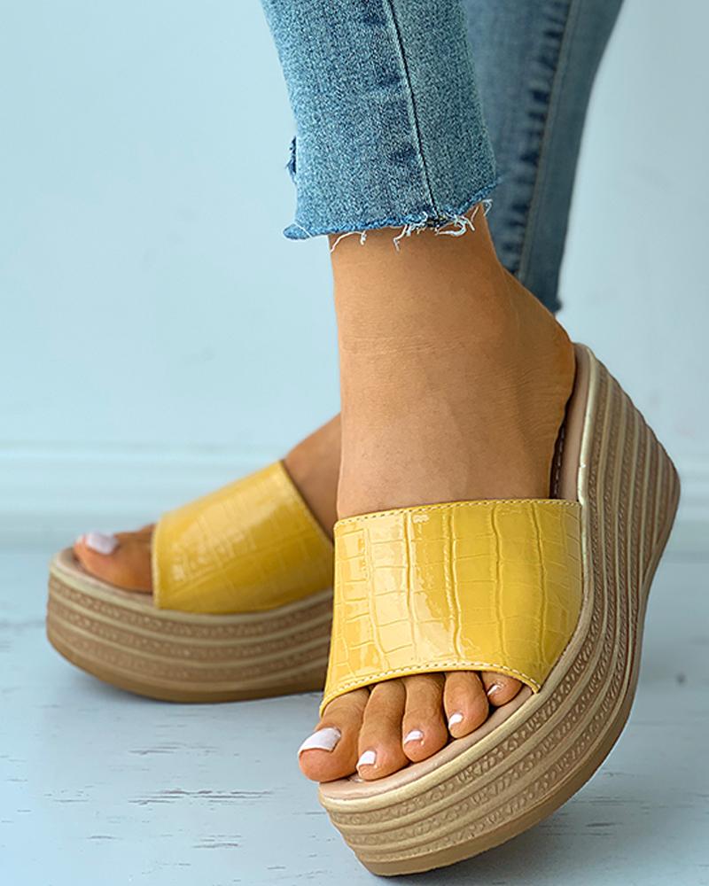 

Peep Toe Casual Wedge Sandals, Yellow