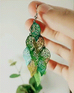 

1Pair Layered Colorful Leaf Drop Earrings, Green