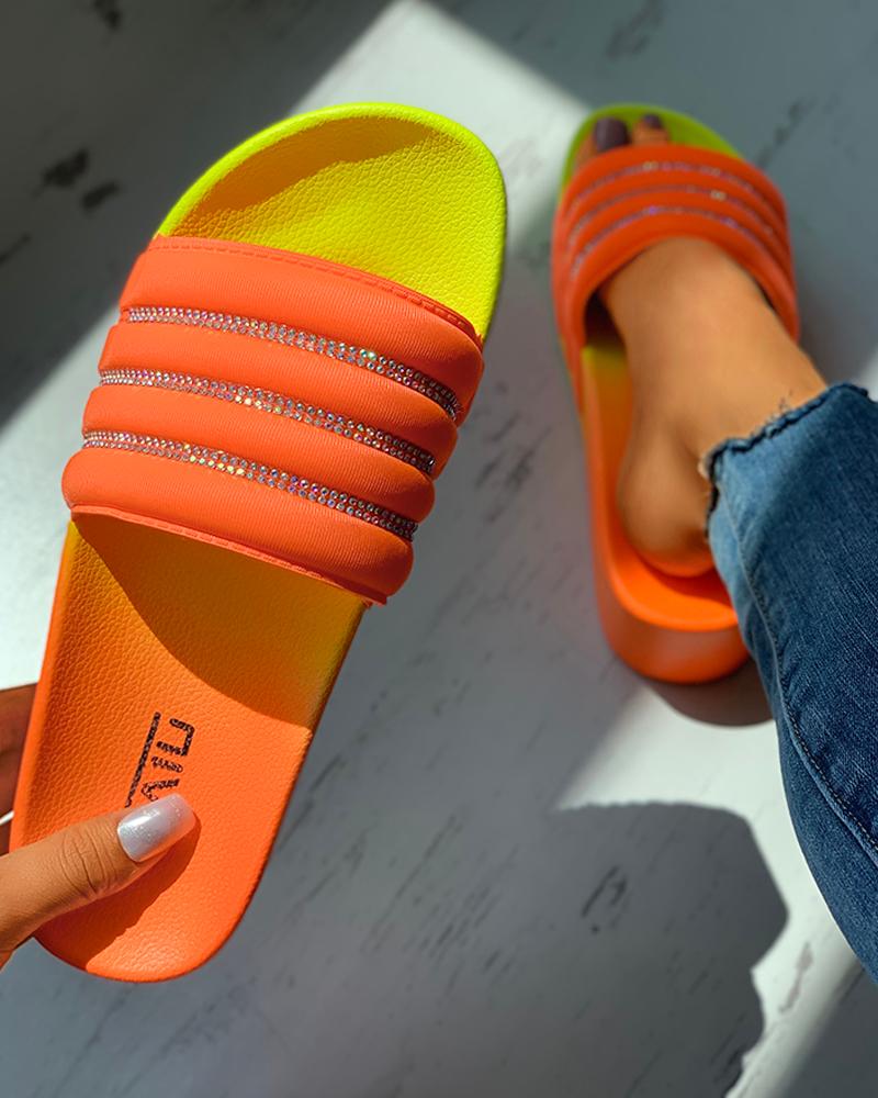 

Colorblock Peep Toe Flatform Heeled Sandals, Orange