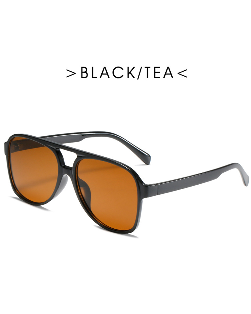 

1Pair Retro Flat Top Leopard Square Sunglasses, Coffee