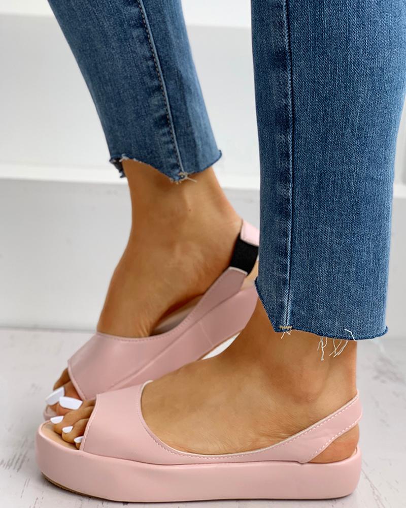 

Candy Color Peep Toe Slingback Sandals, Pink