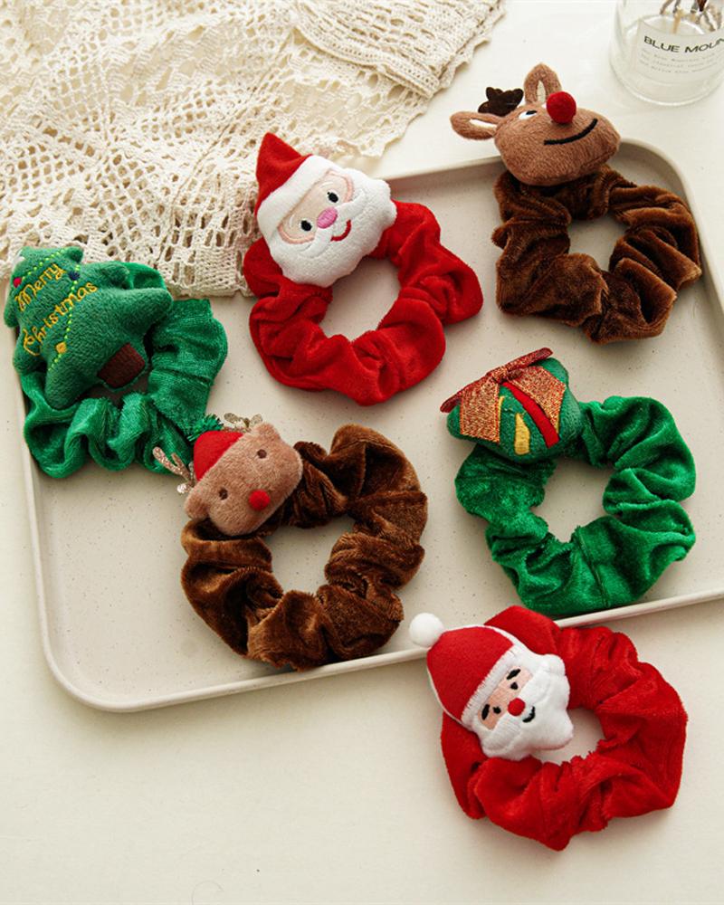 

1pc Christmas Tree Santa Claus Decor Scrunchie, Style1