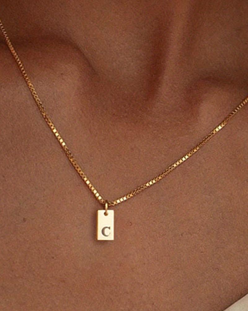 

1pc Alphabet Letter Engraved Pendent Necklace, Style3