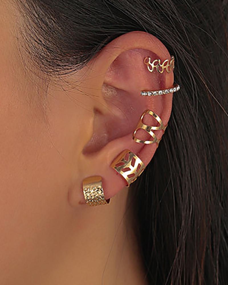 

Studded Leaf Pattern Ear Cuff Set, Style1