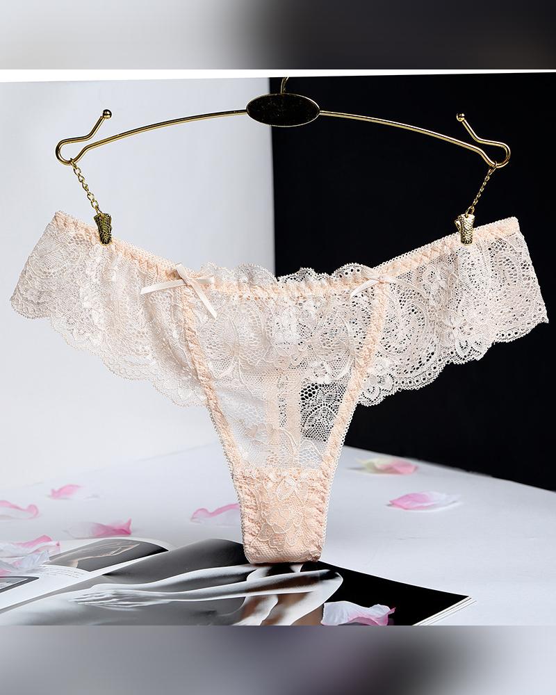 

Sexy Lace Low Waist Skinny Panties, Nude