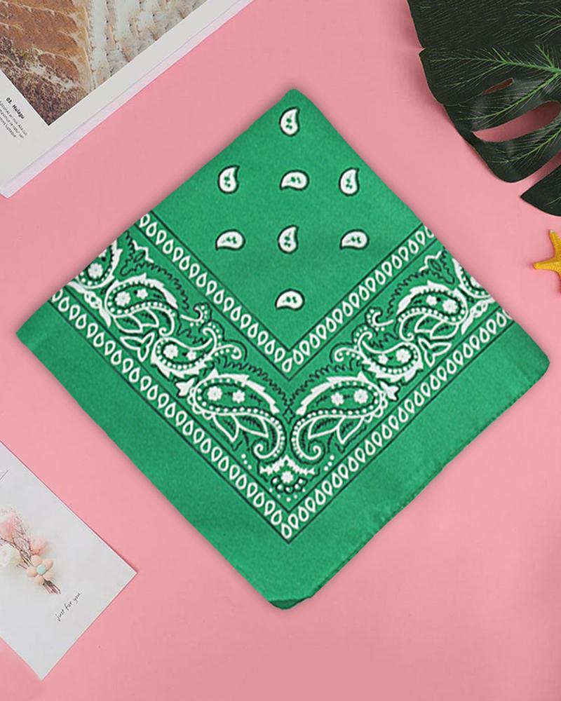 

12PCS Paisley Cowboy Bandanas Head Wrap, Green