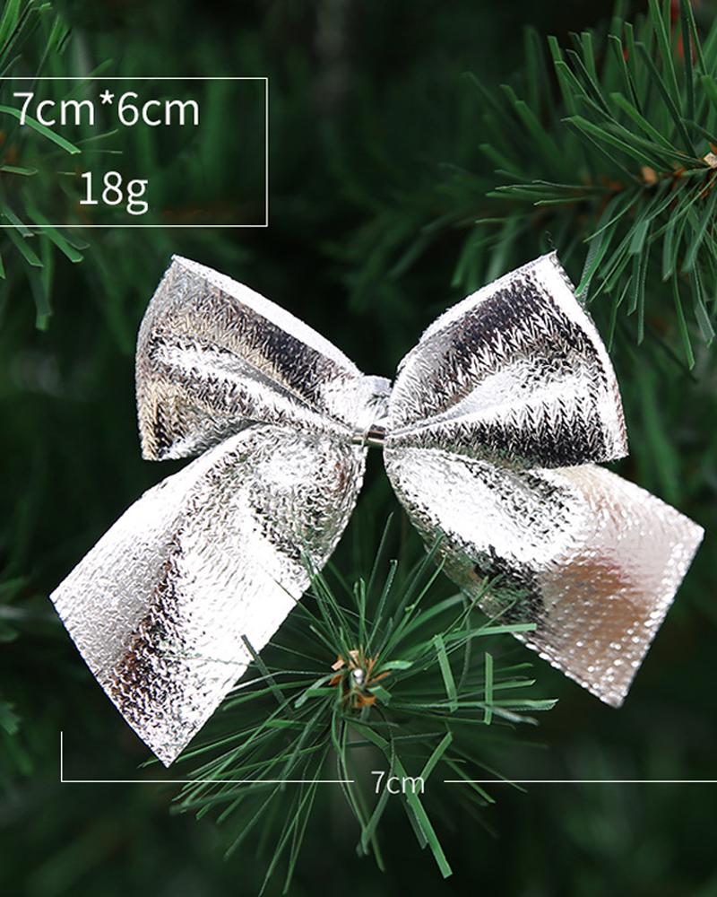 

12PCS/Set Christmas Mini Bows Holiday Craft Bow Tie Christmas Tree Wreath Ornament Xmas Party Decoration, Silver