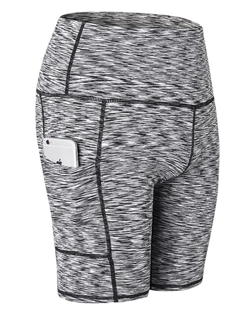 

High Waist Yoga Shorts, Light gray