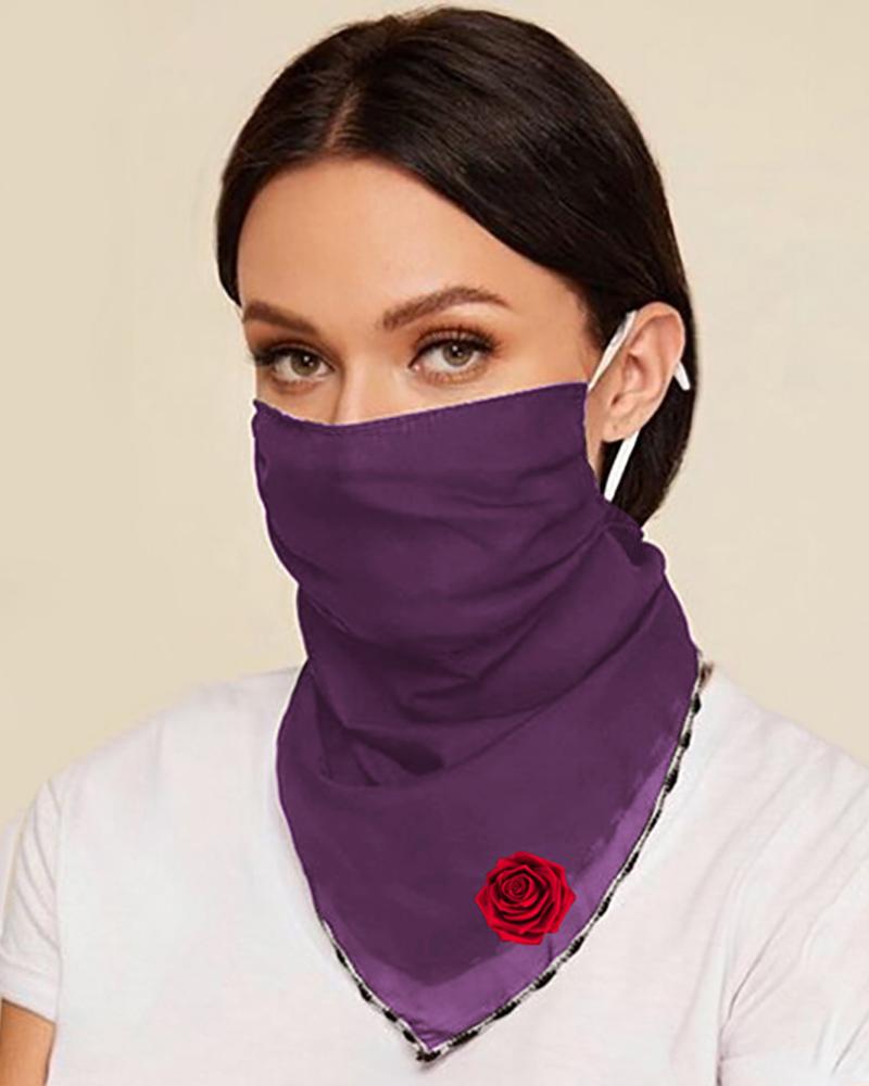 

Floral Print Breathable Ear Loop Face Cover, Purple