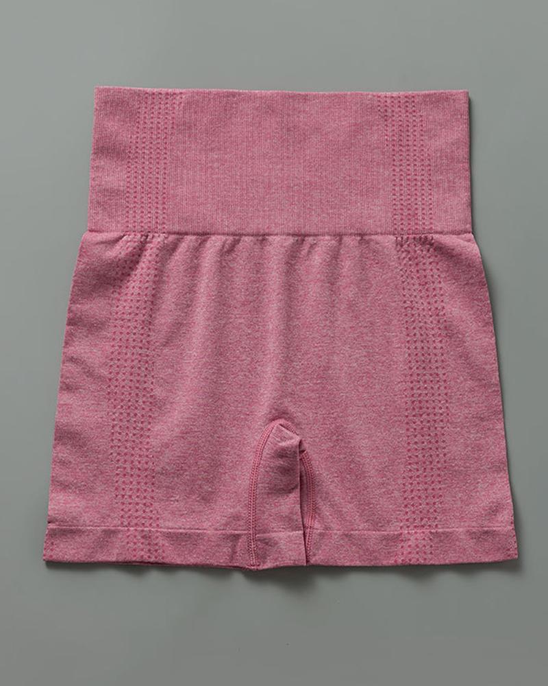 

Plain Skinny High Waist Sporty Short Pants, Light pink