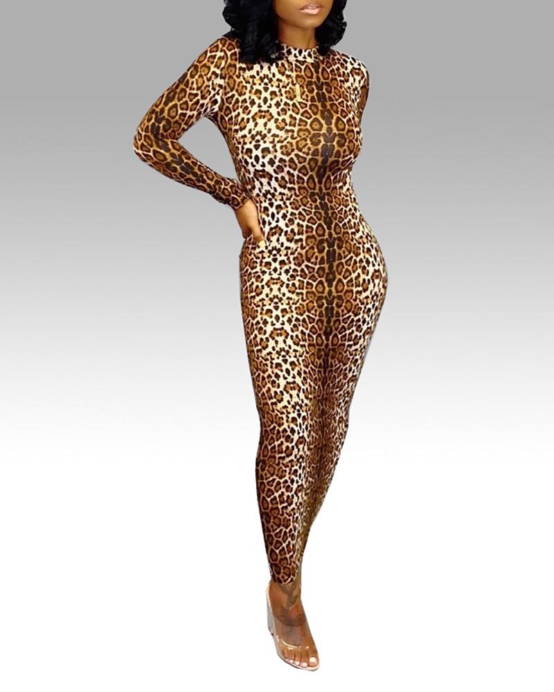 

Leopard Long Sleeve Bodycon Dress