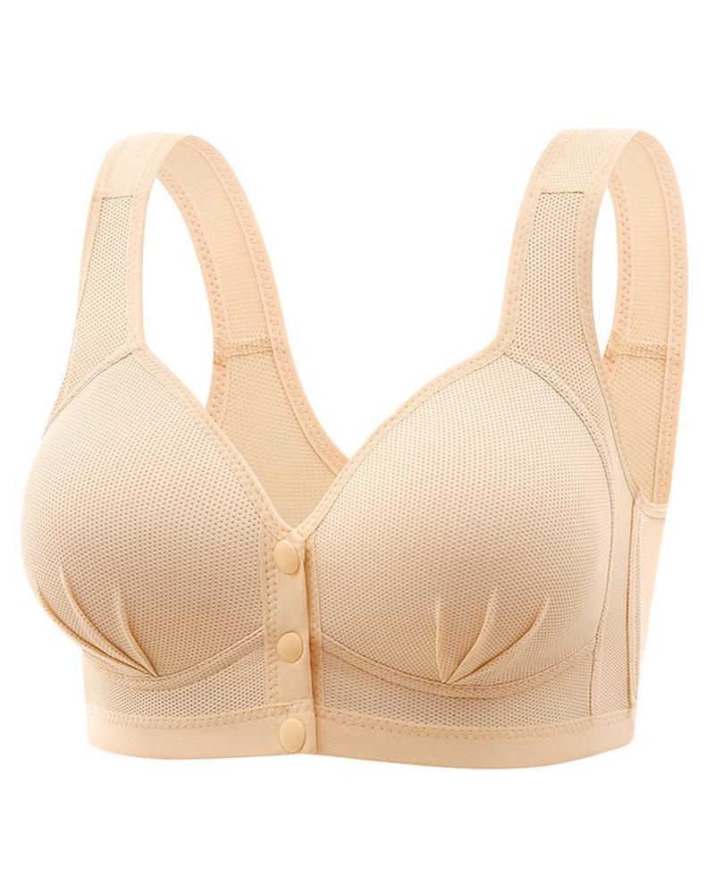 

Button Front Ruched Push Up Wireless Lifting Bra, Nude