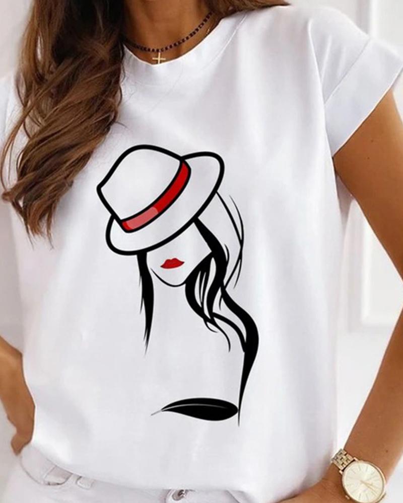 

Creative Print Short Sleeve T-shirt, Style4