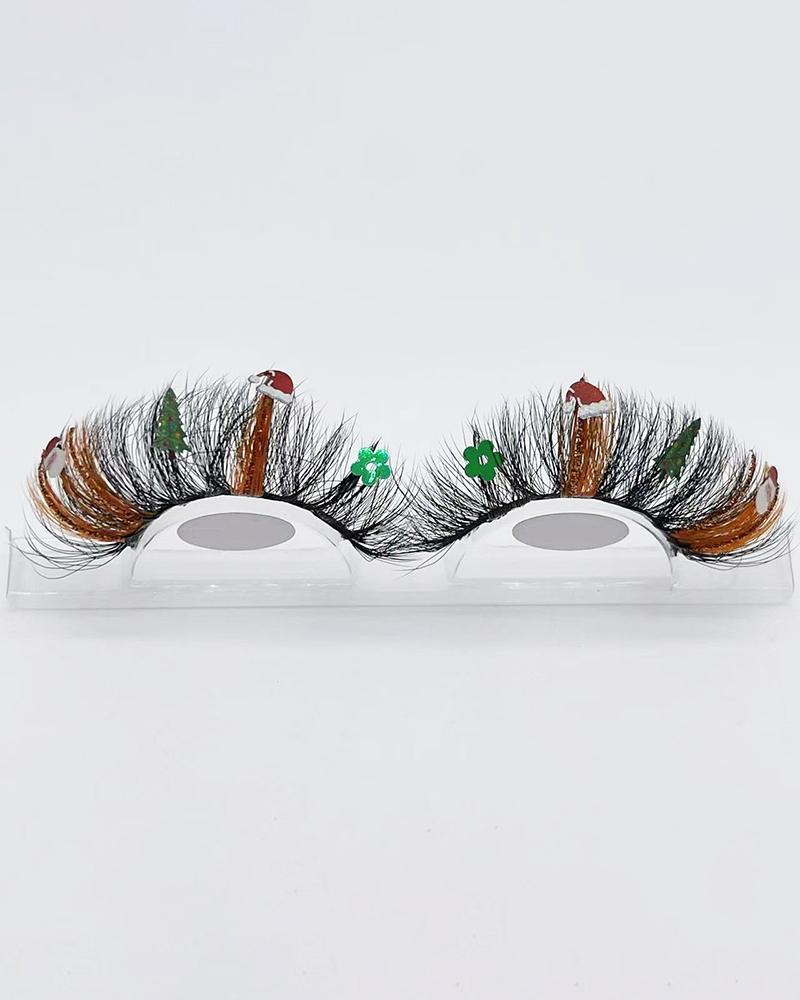 

Christmas Wispy Colorblock Graphic Pattern False Party Eyelashes, Style8