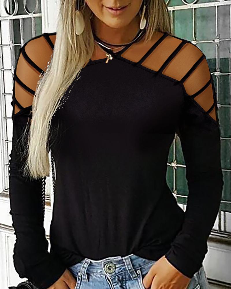 Kaufen Halter Neck Ladder Cut Out Casual Top. Bild