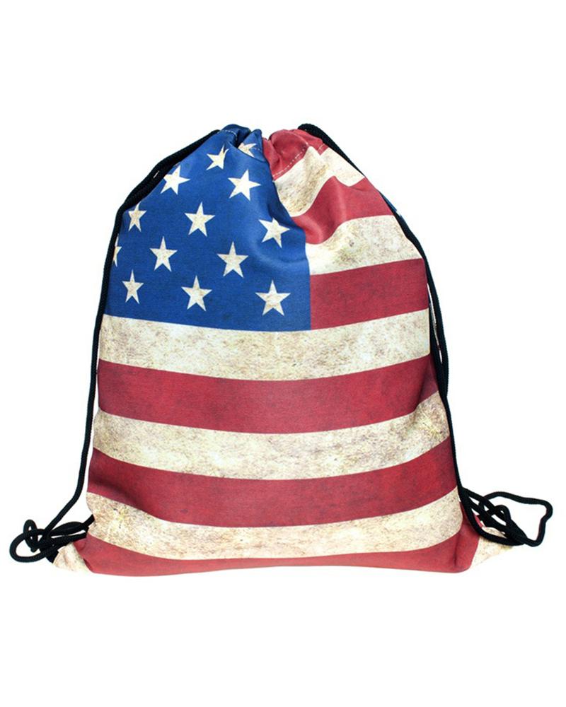 

Independence Day Flag Print Backpack Drawstring Storage Bag, Style2