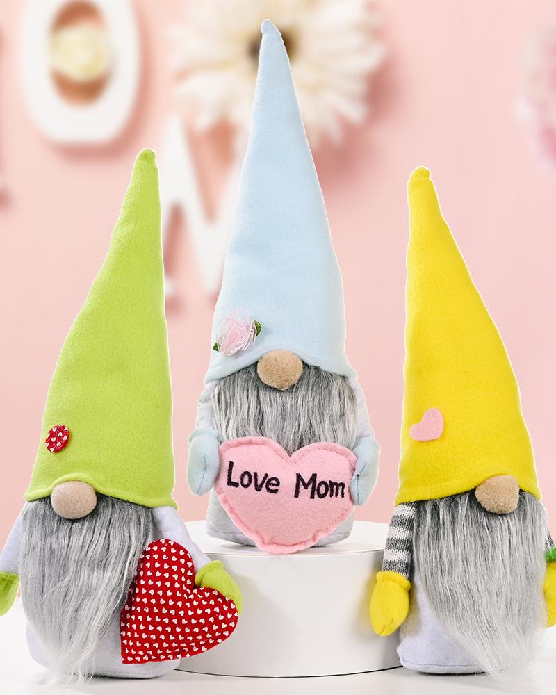 

Mother's Day Gnome Decorations Heart Flower Gnomes Doll Ornaments, Green