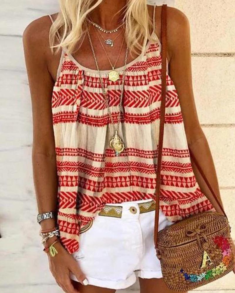 

Ethnic Print Cami Top, Red