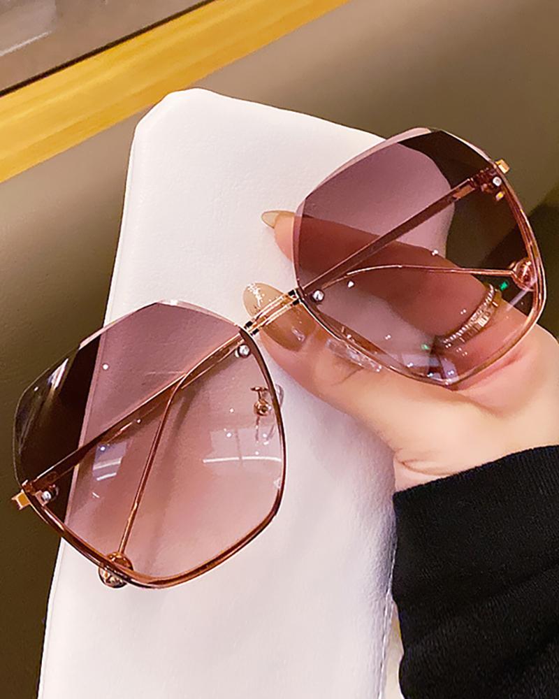 

Rimless Ombre Geometric Sunglasses, Style2