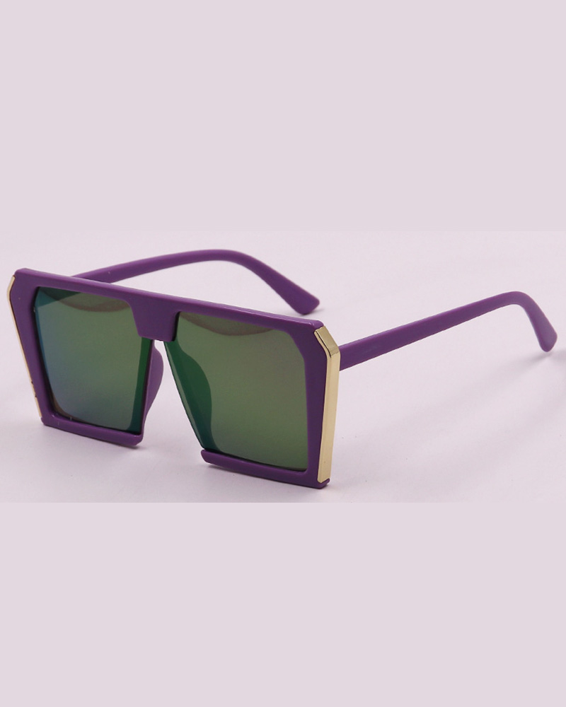 

1Pair Flat Top Big Frame Tinted Sunglasses, Purple