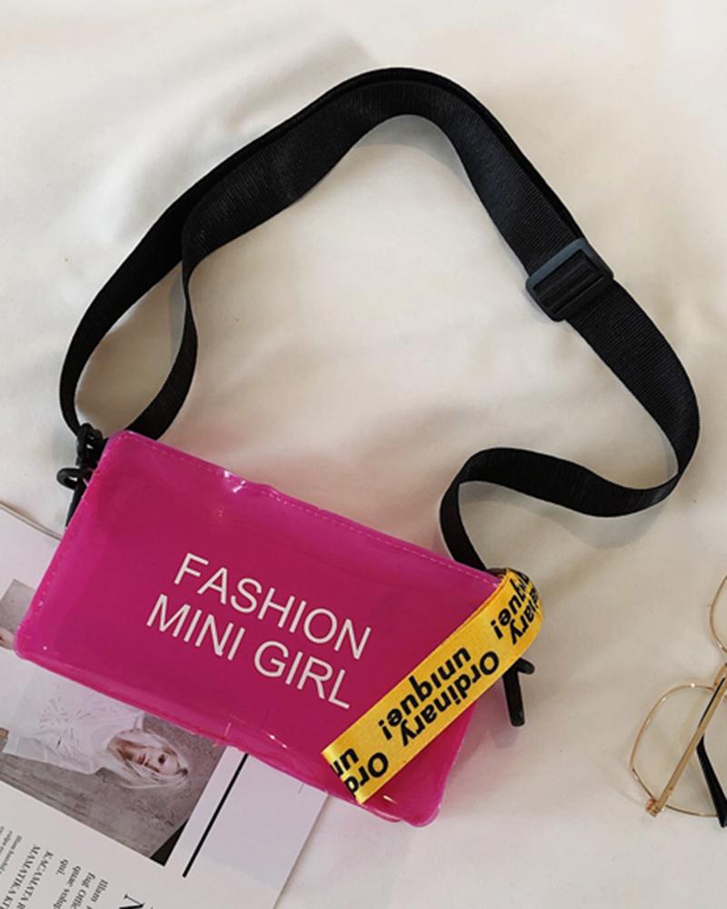 

Pastel Color Zip Detail Crossbody Bag, Hot pink