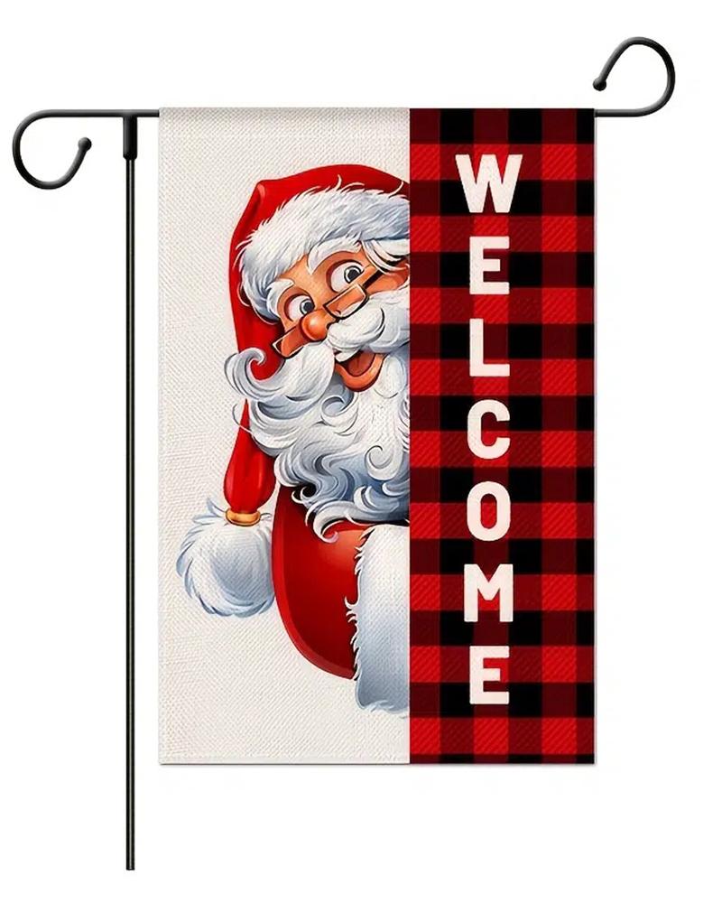

1pc Christmas Graphic Letter Print Garden Outdoor Welcome Party Flag Decoration, Style1