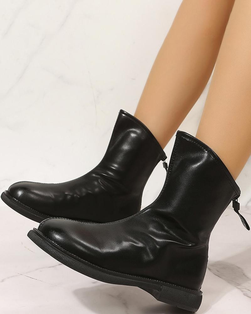 

Zipper Design Ombre Martin Boots, Black