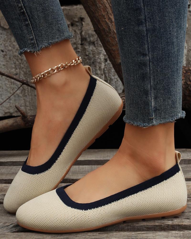 

Contrast Binding Slip-on Work Loafers, Beige