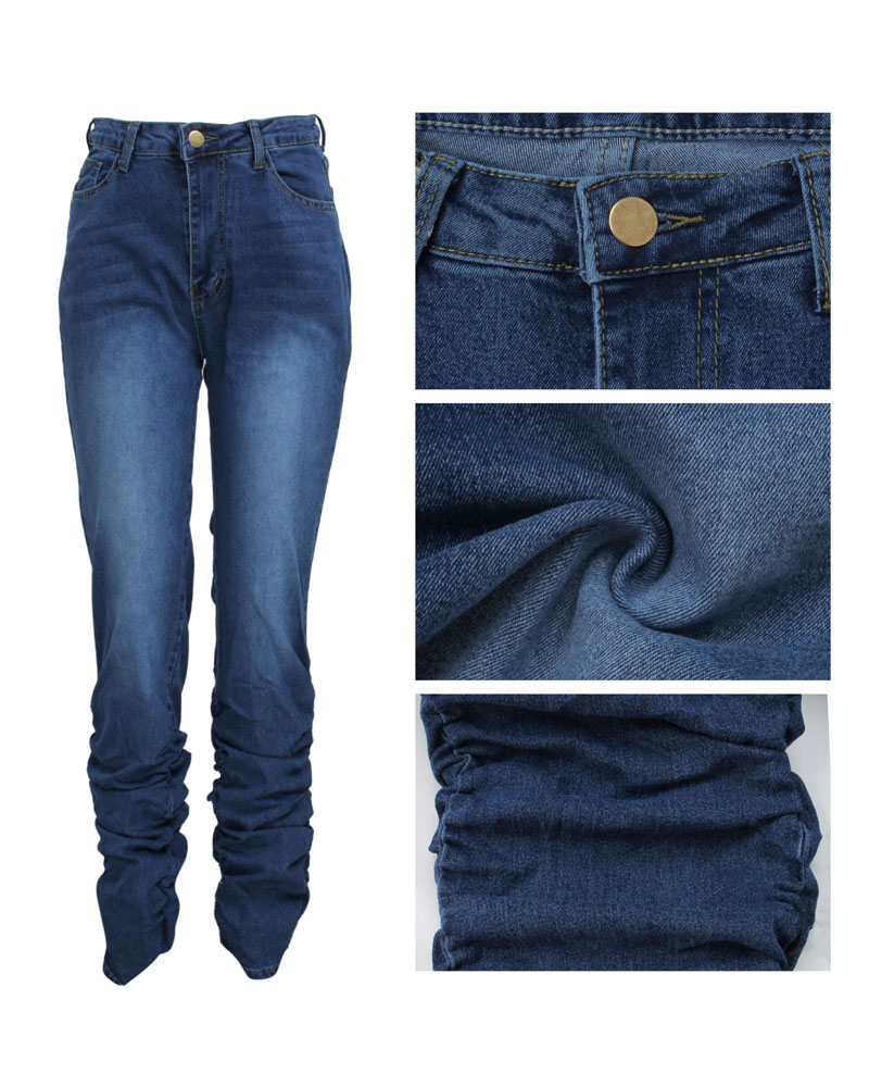 

Washed Zipper Fly Stacked Skinny Jeans, Blue