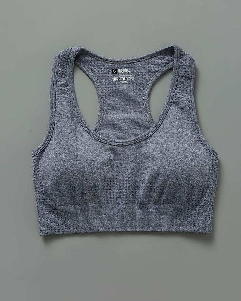 

Low Cut Plain Sleeveless Skinny Sporty Bras, Gray