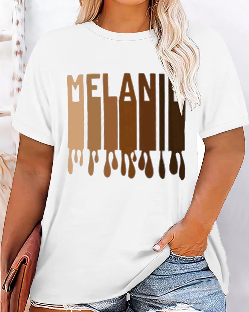 

Melanin Graphic Print Round Neck Short Sleeve T-Shirt, White