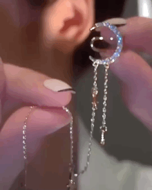 

1pcs Moon Star Pattern Tassel Ear Climber, Gold