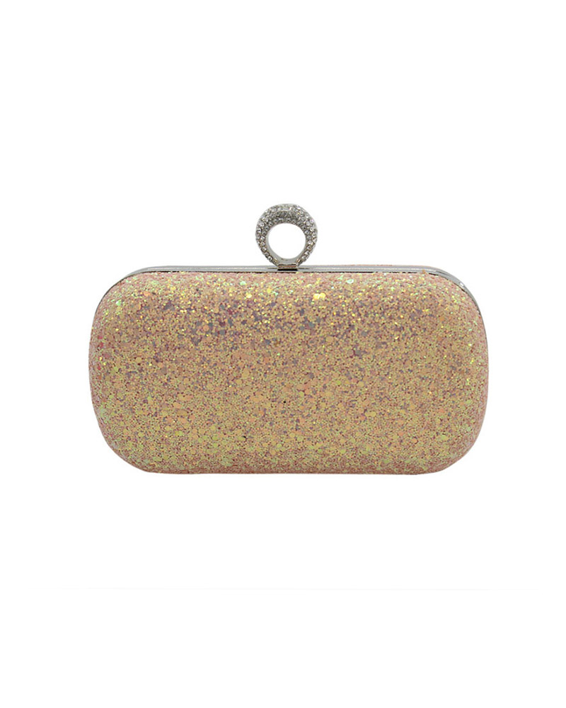 

Full Sequins Ring Clutch Purse Evening Bag, Champagne