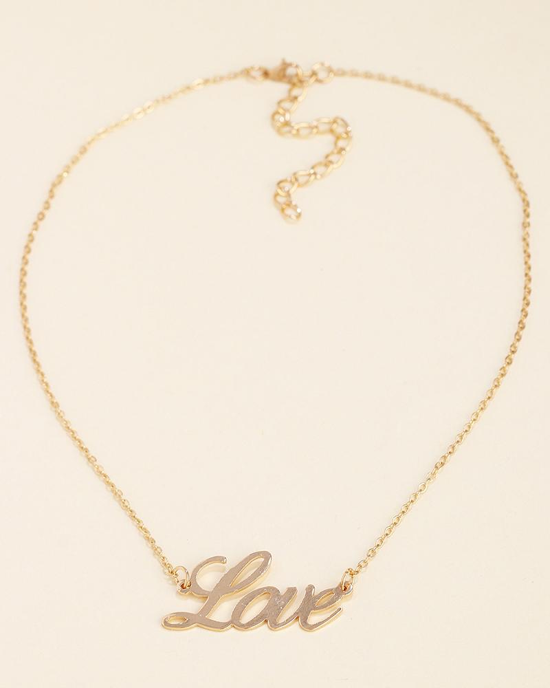 

1pc Mother's Day Letter Love Pendant Necklace, Gold