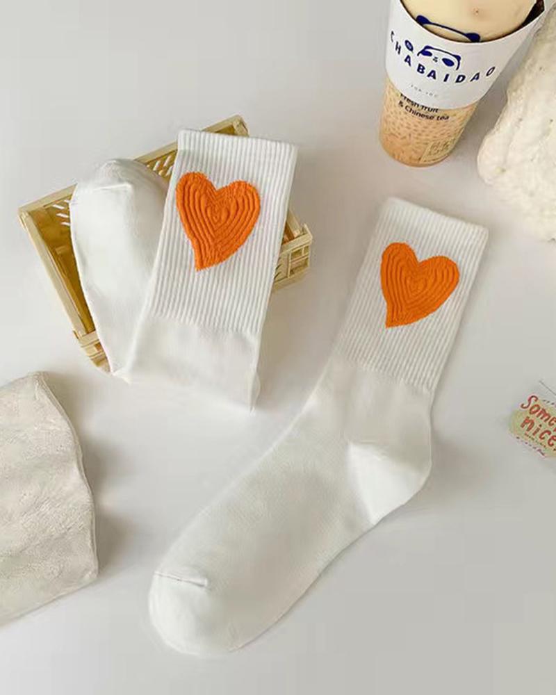 

1Pair Heart Pattern Warm Socks, White