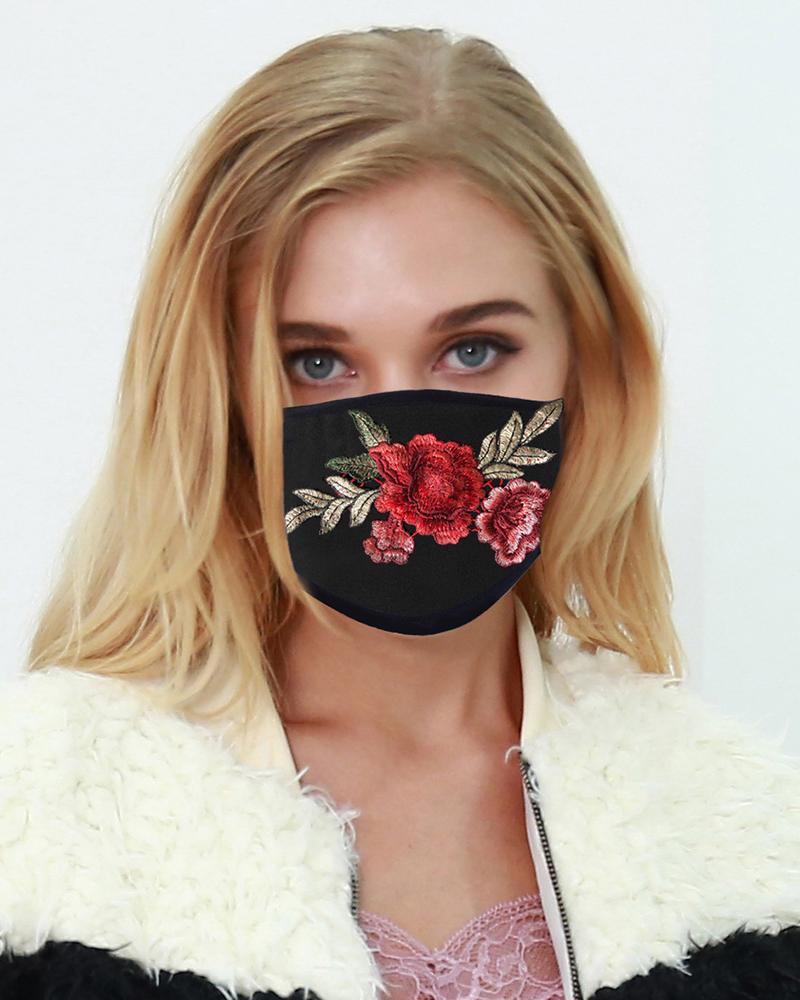 

Floral Embroidery Breathable Face Mask, Style1