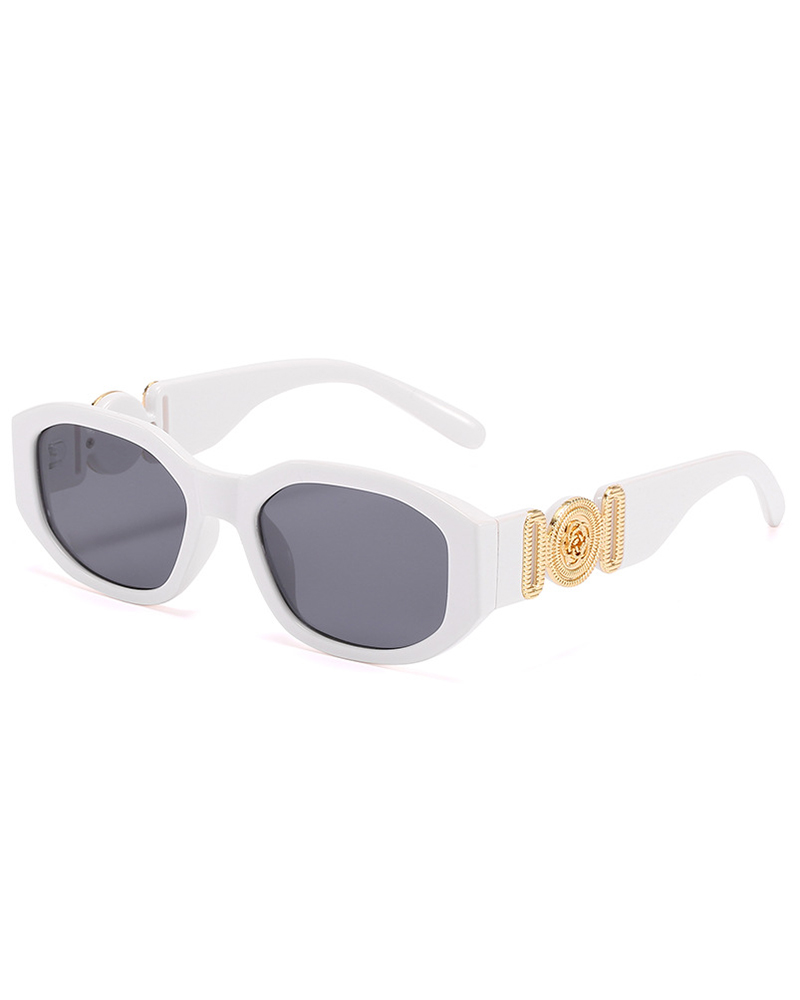 

1Pair Retro Wide Frame Square Rectangle Sunglasses, White