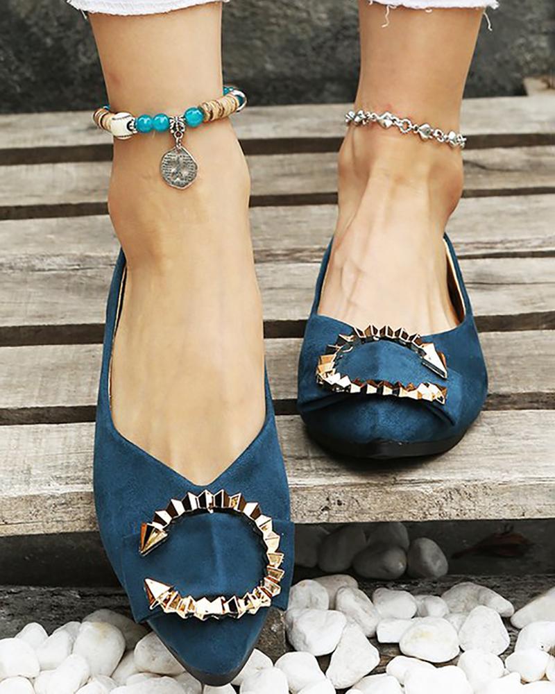 

Point Toe Slip On Loafers, Blue