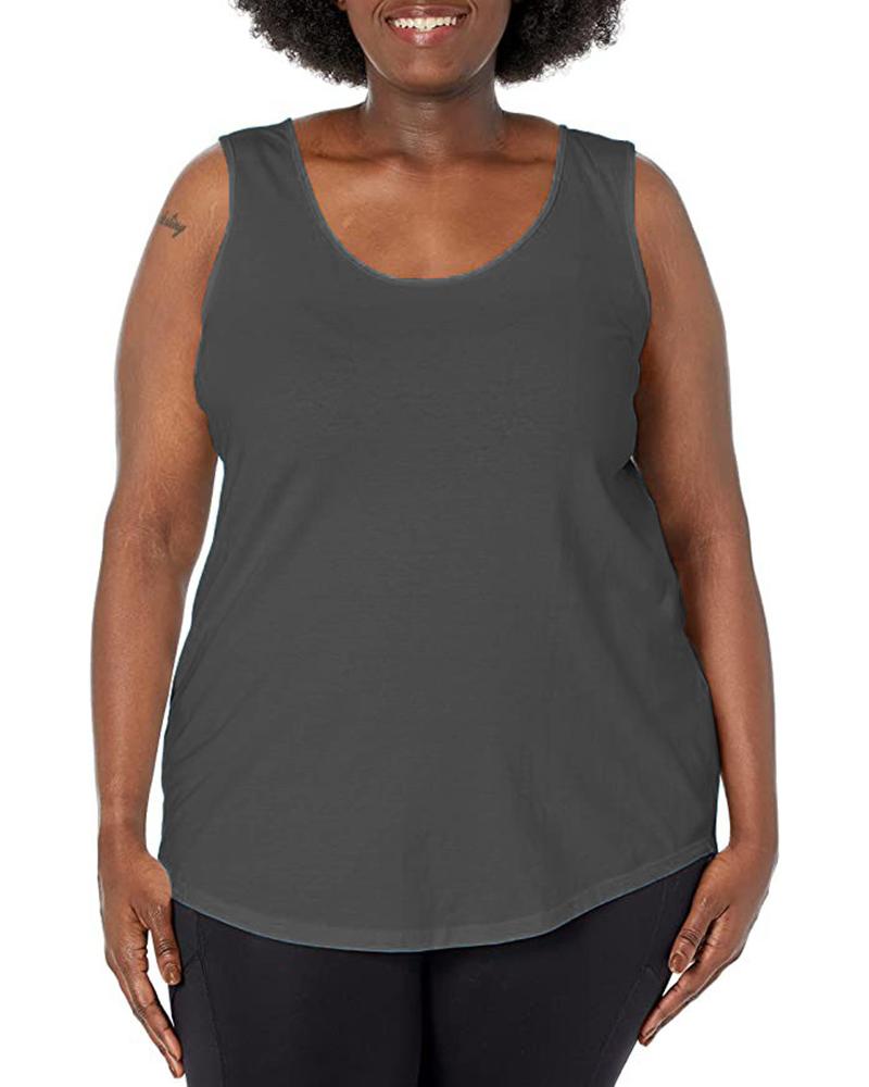 

Plus Size Round Neck Casual Tank Top, Gray