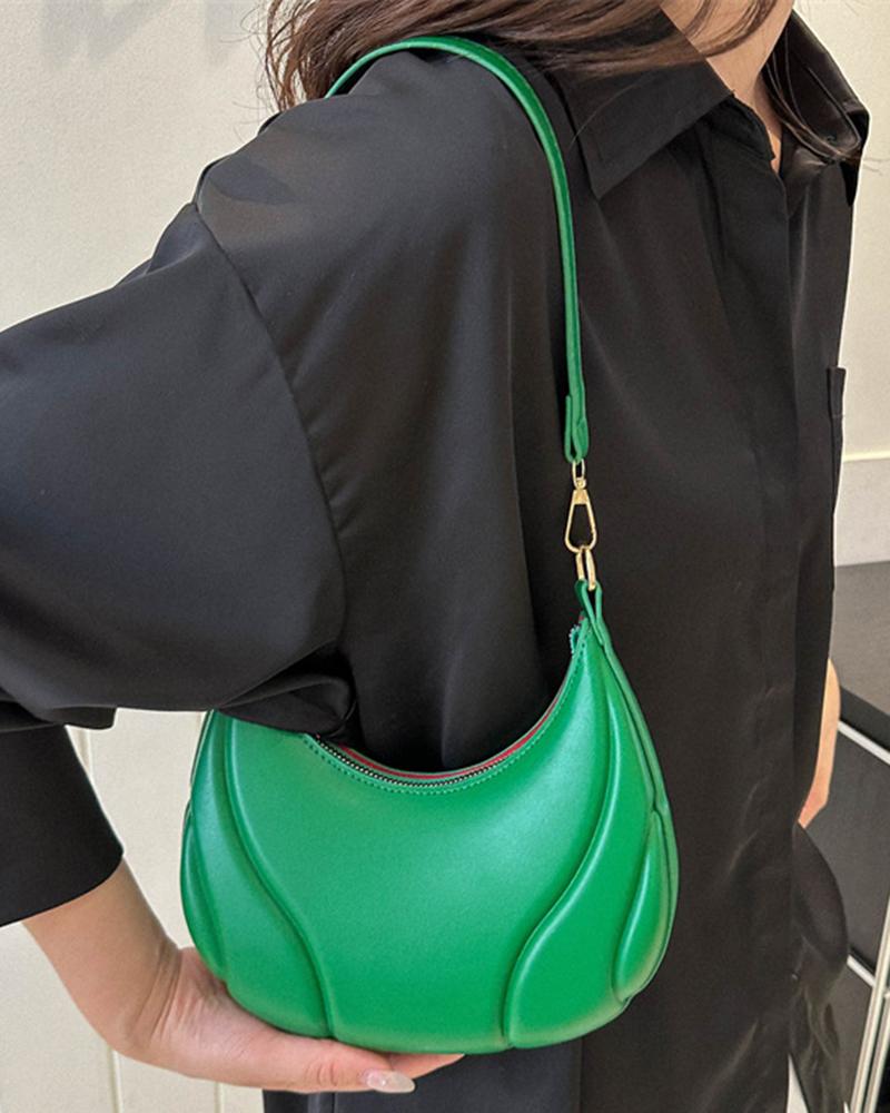 

Trendy Zipper Design Shoulder Bag, Green