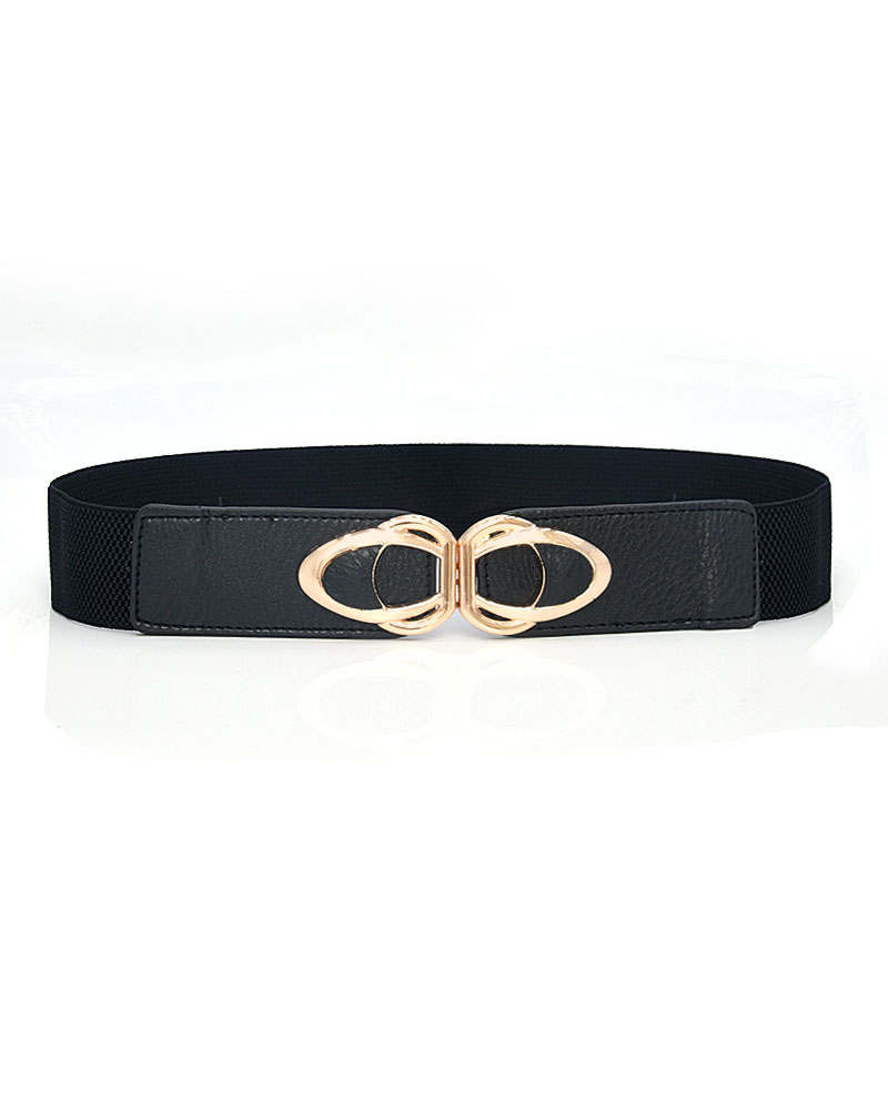 

1pc Minimalist Metal Buckle Elastic Belt, Black