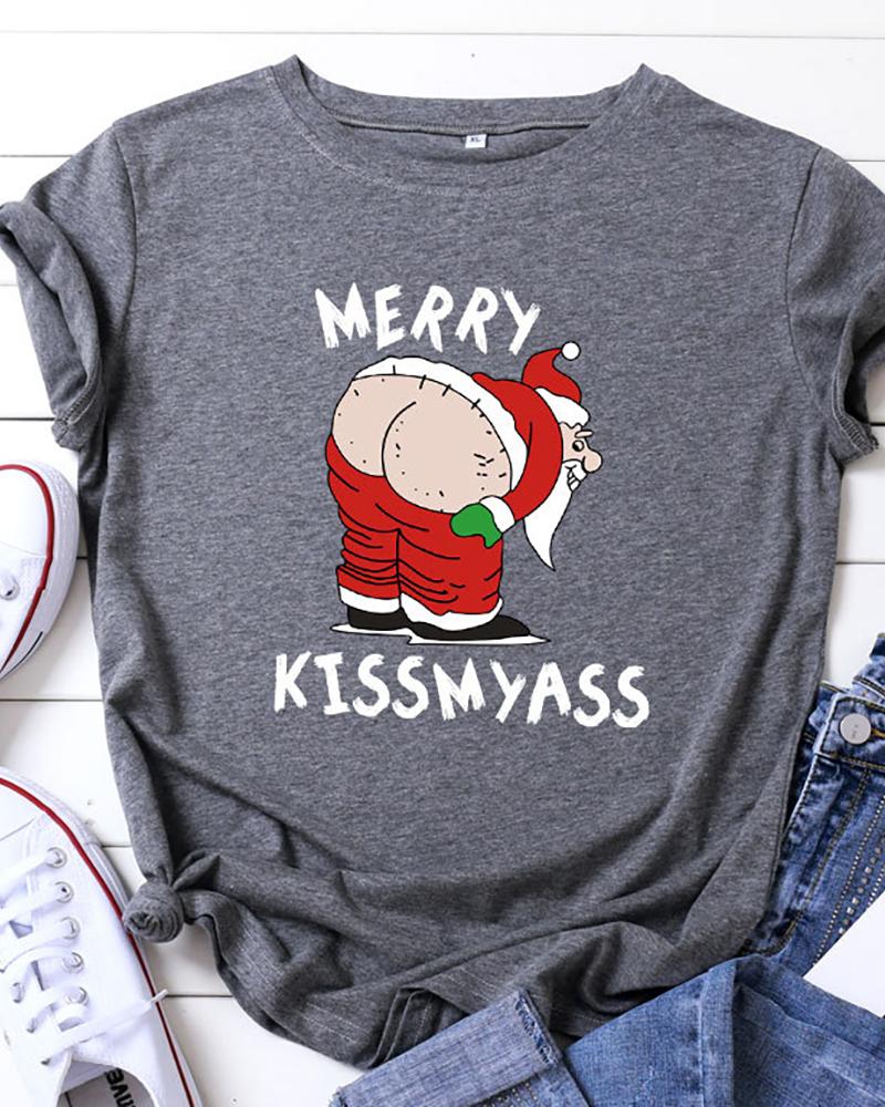 

Christmas Short Sleeve Casual T-Shirt, Dark grey