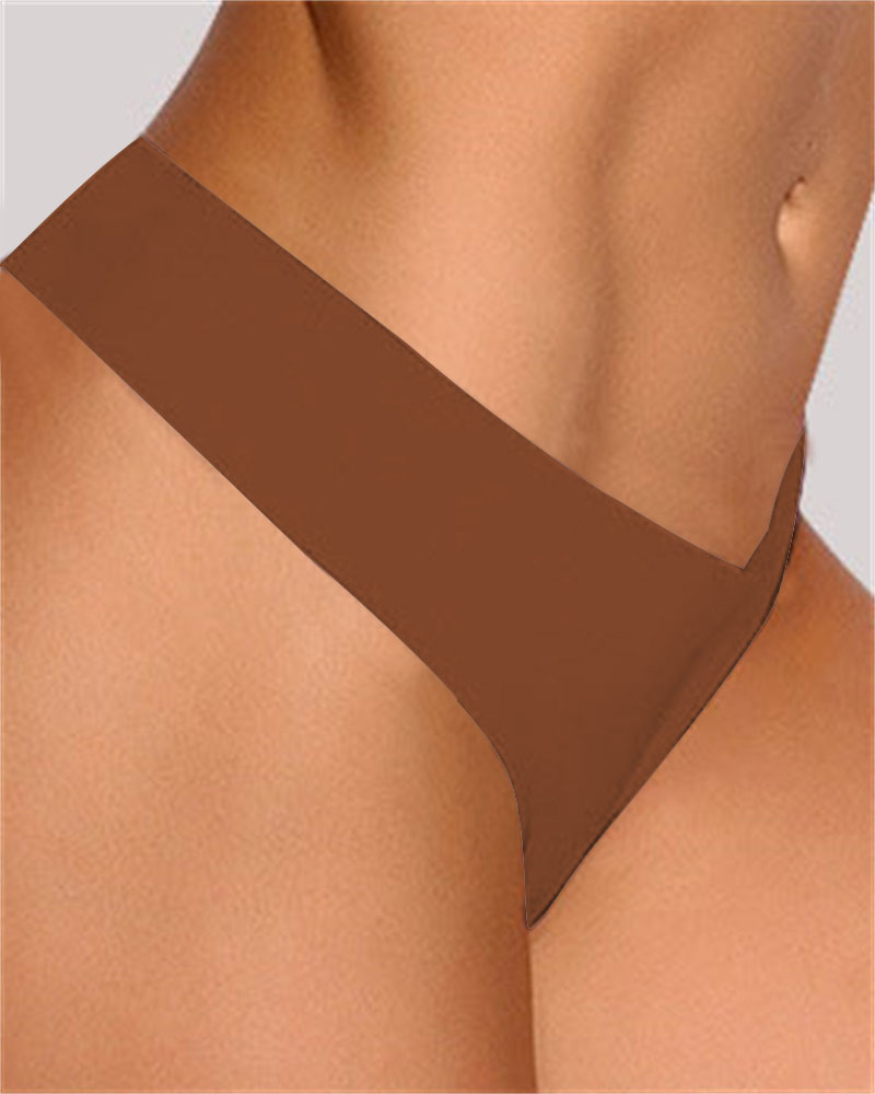 

Seamless Plain Thong Panty, Brown
