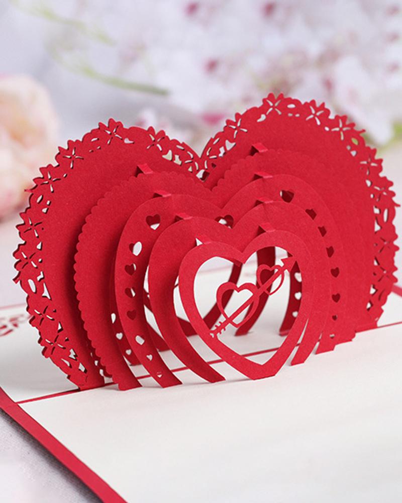

3D Pop Up Heart Shaped Greeting Card, Red