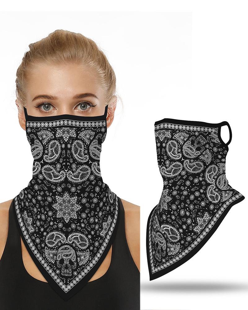 

Print Breathable Ear Loop Face Cover Windproof Motorcycling Dust Outdoors, Black